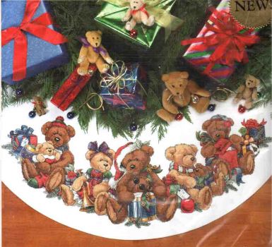 Christmas Bears Tree Skirt 8693 / Юбочка Рождественские мишки