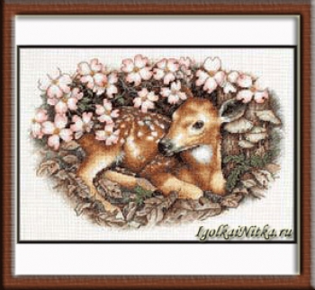 Fawn and Blossoms 35243 / Оленёнок и цветы