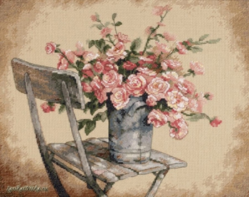 Roses on White Chair 35187 / Розы на белом стуле