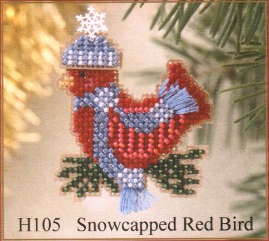 Snowcapped Red Bird H105 / Красная птица в заснеженной шапке (магнит)