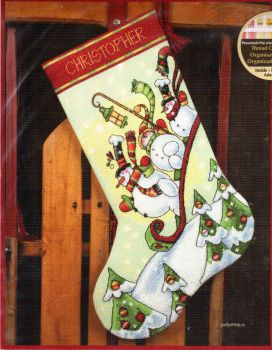 Sledding Snowmen Stocking 70-08853 / Сапожок Снеговик на Санках