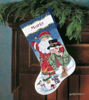 Santa and Snowman Stocking 8714 / Сапожок Санта и Снеговик