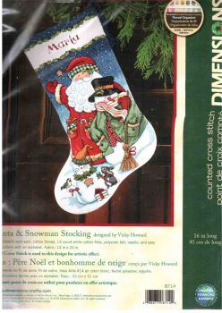 Santa and Snowman Stocking 8714 / Сапожок Санта и Снеговик