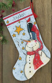 Tall hat snowman stocking 70-08924 / Сапожок Снеговик в Высокой шляпе