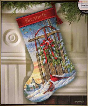 Christmas Sled Stocking 8819 / Сапожок Рождественские Сани