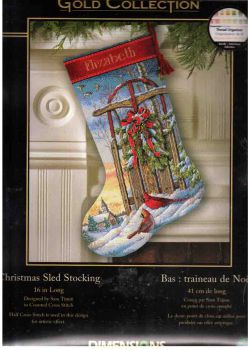 Christmas Sled Stocking 8819 / Сапожок Рождественские Сани