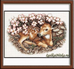 Fawn and Blossoms 35243 / Оленёнок и цветы